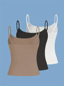 Kit 3 Regatas Slim com Alças Finas – Alta Elasticidade e Conforto