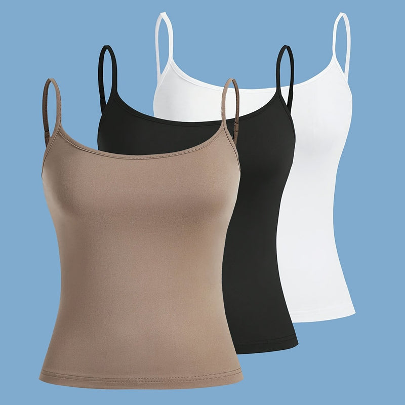 Kit 3 Regatas Slim com Alças Finas – Alta Elasticidade e Conforto