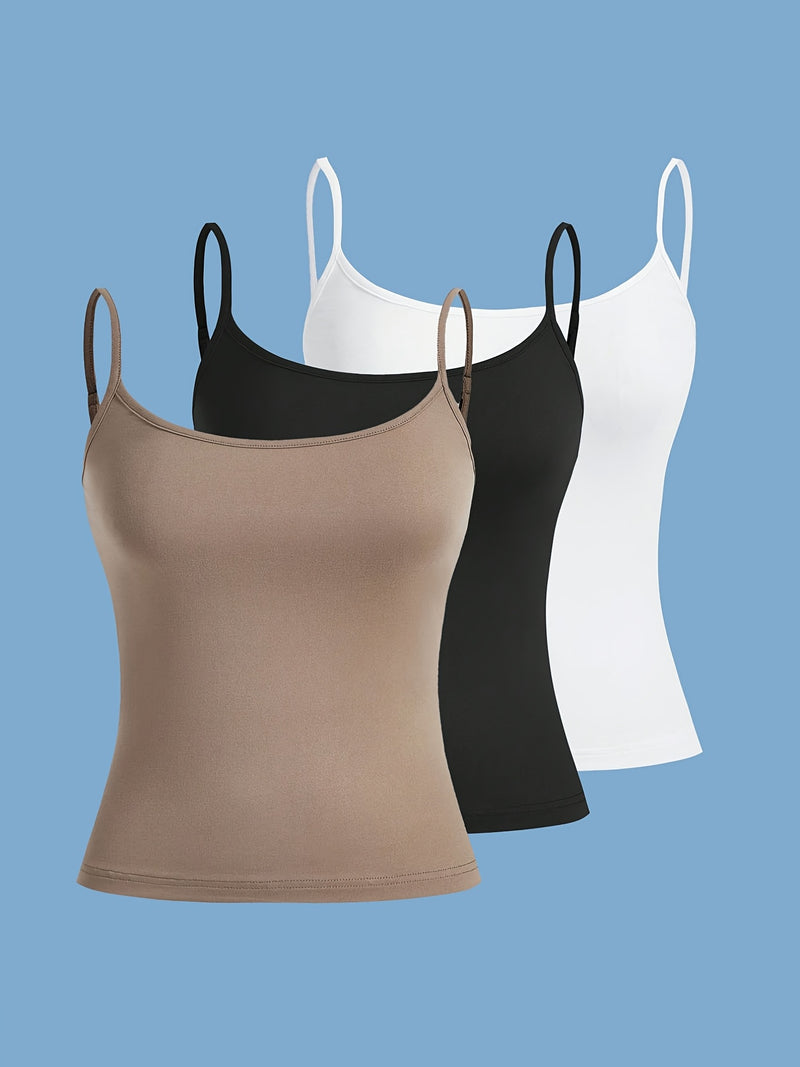 Kit 3 Regatas Slim com Alças Finas – Alta Elasticidade e Conforto