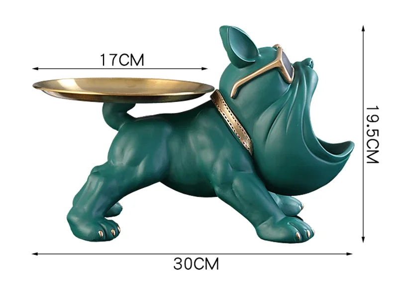 Escultura de Bulldog com Porta-Objetos