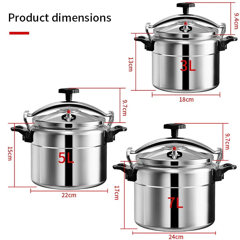 Panela de Pressão Profissional Opovzoe – 3L / 5L / 7L | Alumínio Reforçado Antiexplosão