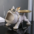 Escultura de Bulldog com Porta-Objetos