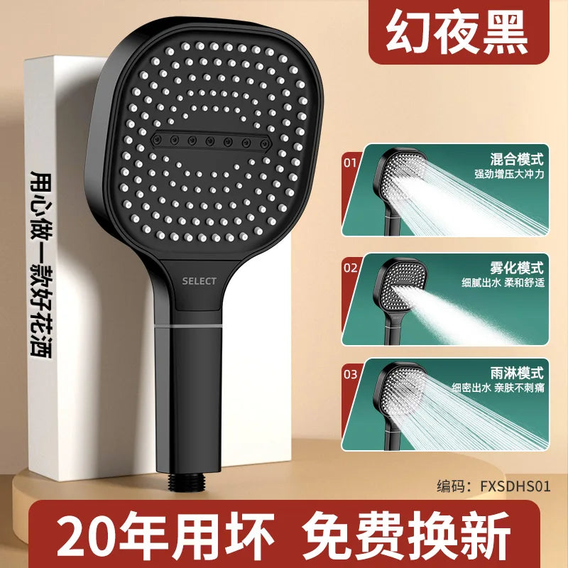 Chuveiro de Mão 13CM com 3 Modos – Alta Pressão, Massagem e Filtro Integrado