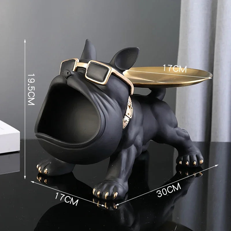 Escultura de Bulldog com Porta-Objetos