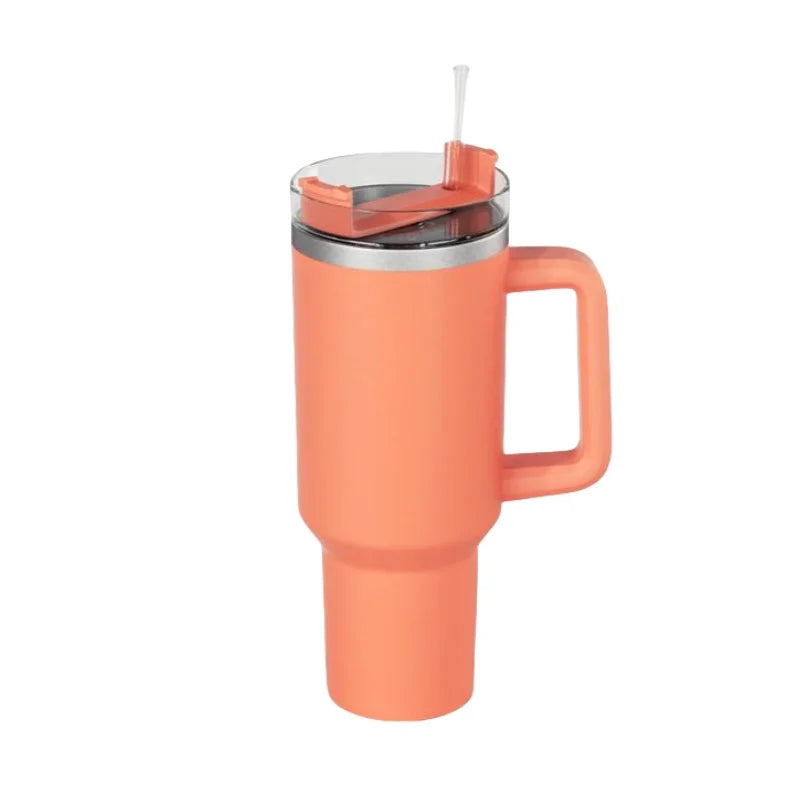 Garrafa Térmica 40oz (1,18L) em Aço Inox – Com Tampa, Canudo e Alça – Mantém Bebidas Frias ou Quentes