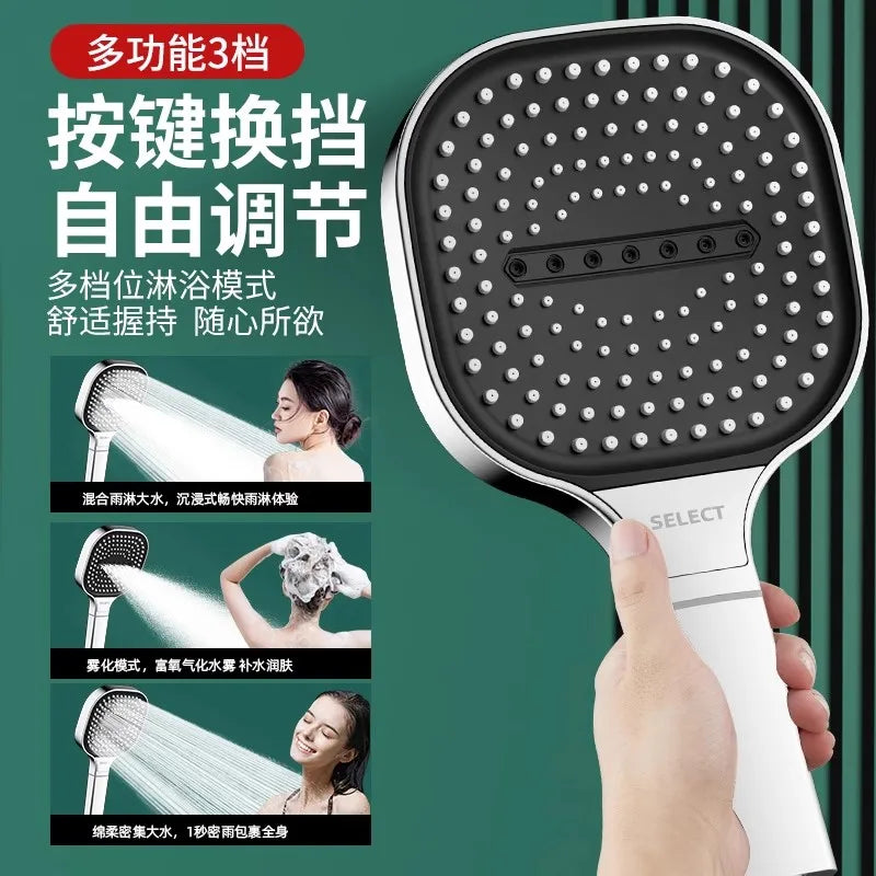 Chuveiro de Mão 13CM com 3 Modos – Alta Pressão, Massagem e Filtro Integrado