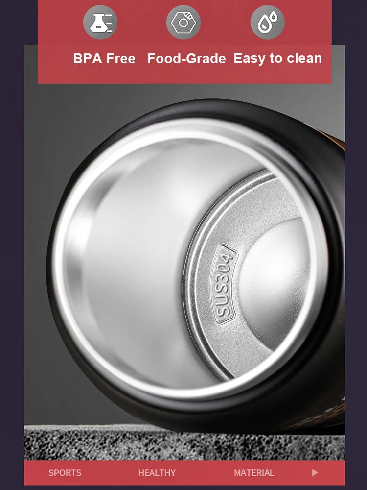 Garrafa Térmica Esportiva com Canudo – Inox 304 | Fria ou Quente por Até 24h