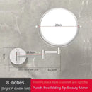 Espelho de Maquiagem de Parede Dupla Face – 8" | Ampliação + Estrutura em Alumínio Preto Fosco