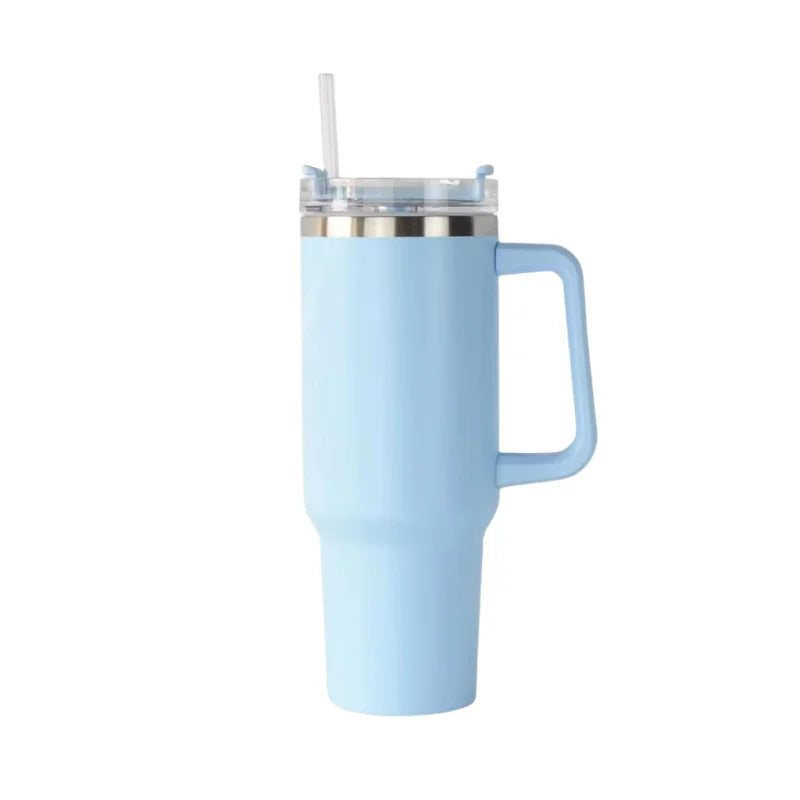 Garrafa Térmica 40oz (1,18L) em Aço Inox – Com Tampa, Canudo e Alça – Mantém Bebidas Frias ou Quentes