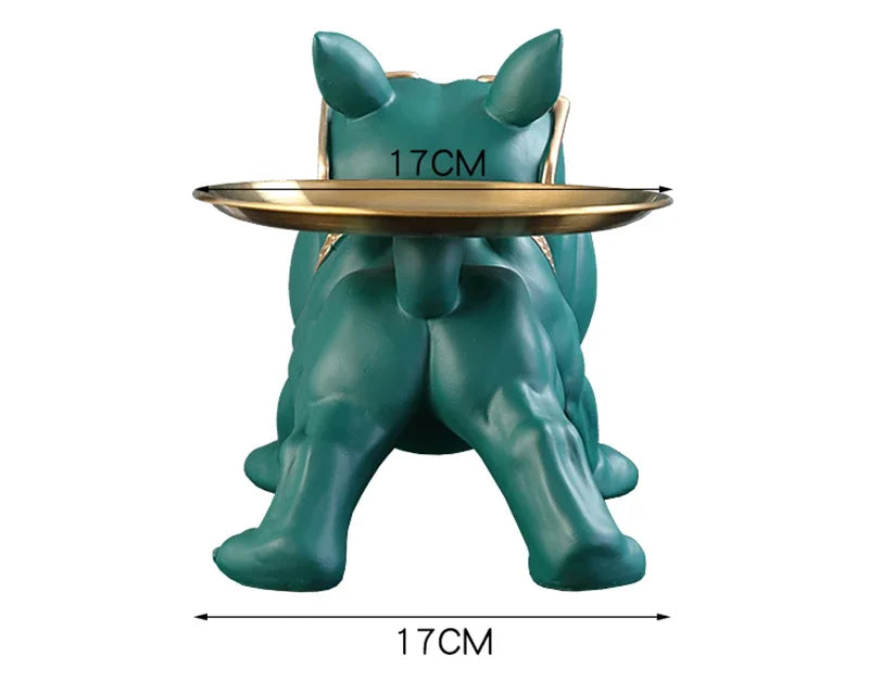 Escultura de Bulldog com Porta-Objetos