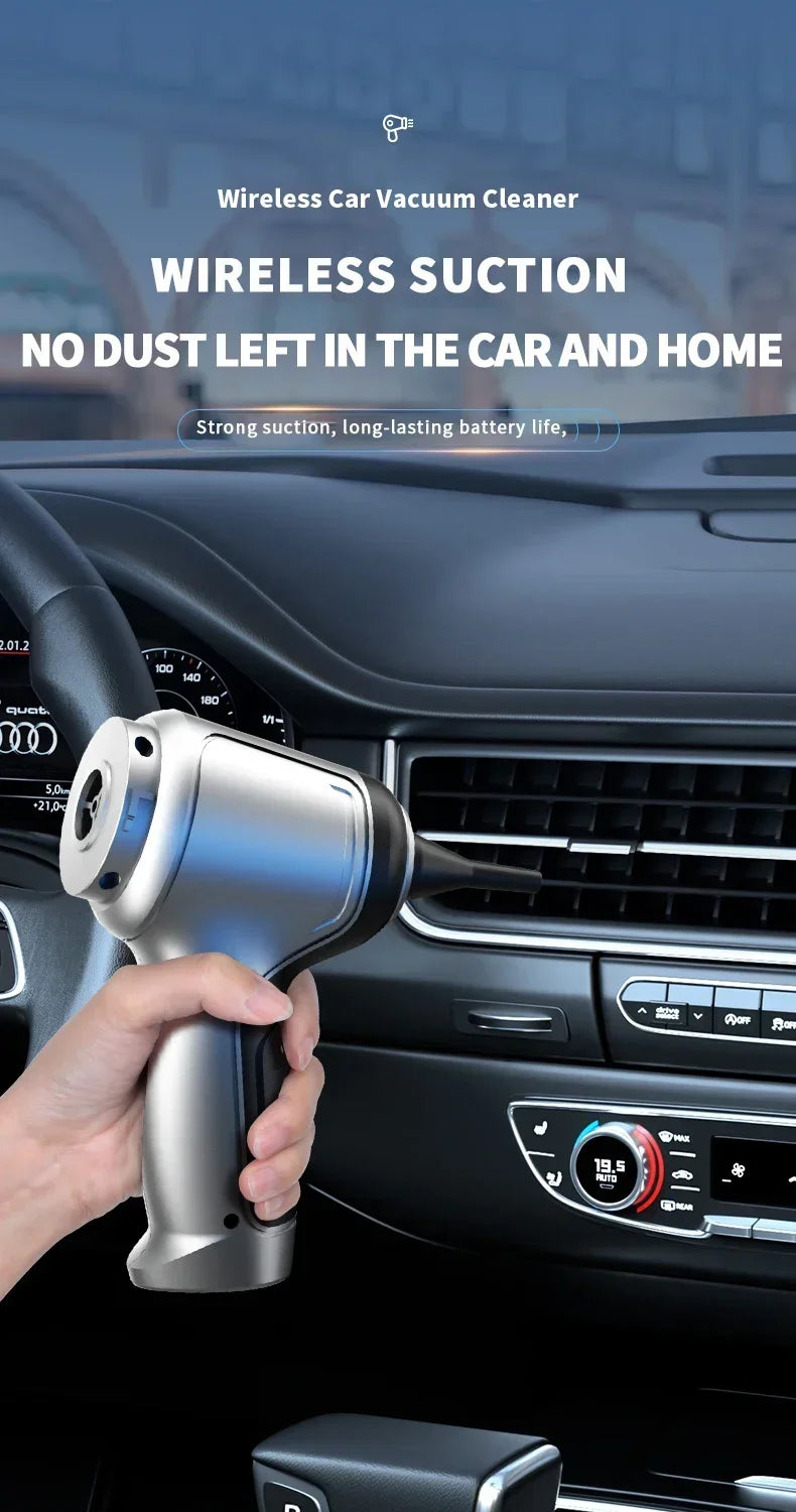 Aspirador de Pó Portátil Sem Fio para Carro e Casa | Alta Sucção – Duas Versões Disponíveis