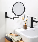 Espelho de Maquiagem de Parede Dupla Face – 8" | Ampliação + Estrutura em Alumínio Preto Fosco