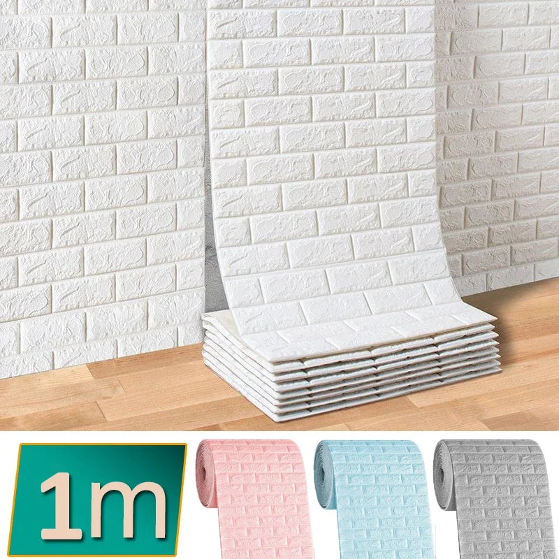 Papel de Parede 3D Autoadesivo Tijolinho – 70cm x 1m | À Prova d’Água e de Impacto
