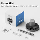 Ventilador Portátil Recarregável 10000mAh – Tripé Dobrável, LED, Power Bank | Uso Interno e Externo