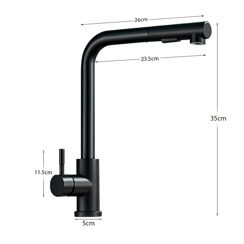 Torneira de Cozinha Retrátil com Misturador – Água Quente e Fria | Aço Inoxidável, Bica Móvel e Spray Duplo