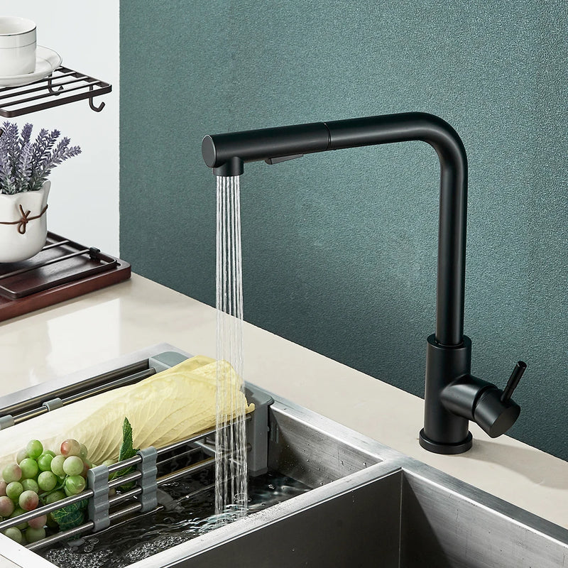 Torneira de Cozinha Retrátil com Misturador – Água Quente e Fria | Aço Inoxidável, Bica Móvel e Spray Duplo