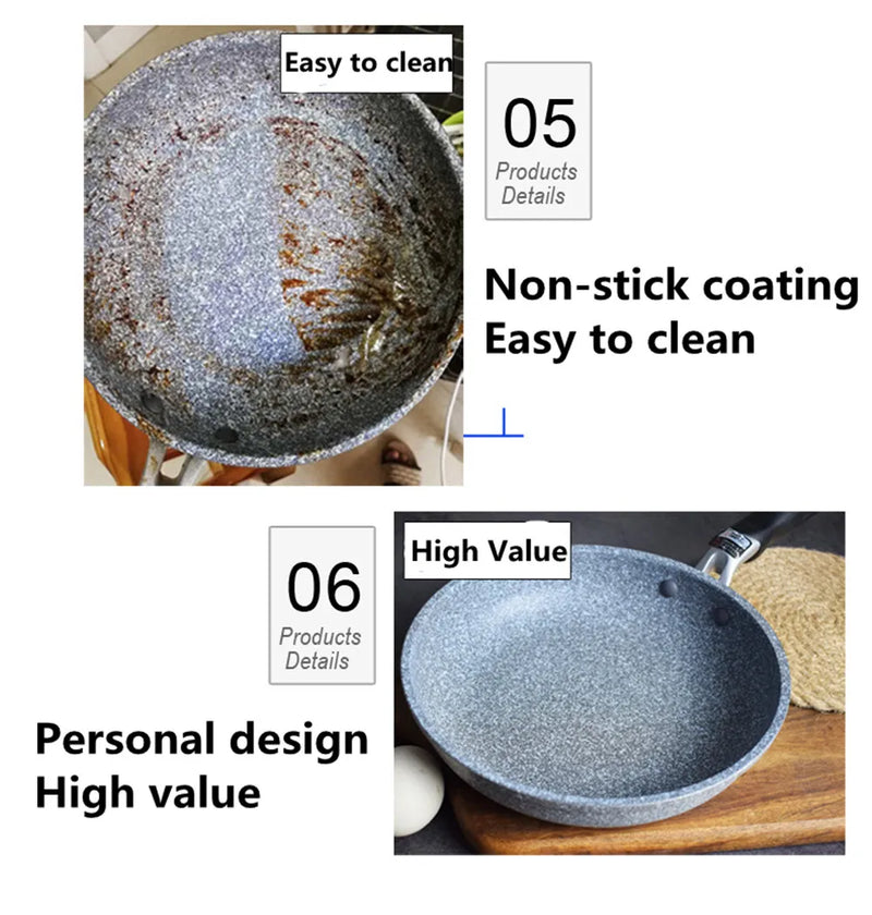 Panela Wok de Pedra Durável – Antiaderente com Revestimento Cerâmico – 28cm – Compatível com Fogão a Gás e Indução