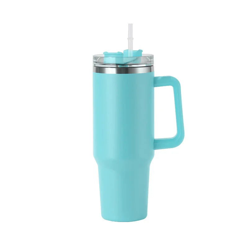 Garrafa Térmica 40oz (1,18L) em Aço Inox – Com Tampa, Canudo e Alça – Mantém Bebidas Frias ou Quentes