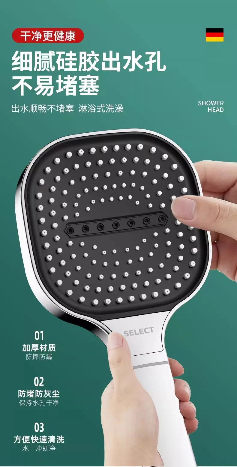 Chuveiro de Mão 13CM com 3 Modos – Alta Pressão, Massagem e Filtro Integrado
