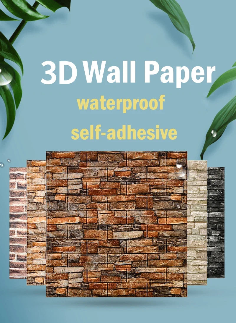 Papel de Parede 3D Autoadesivo Tijolinho – 70cm x 1m | À Prova d’Água e de Impacto