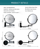 Espelho de Maquiagem de Parede Dupla Face – 8" | Ampliação + Estrutura em Alumínio Preto Fosco