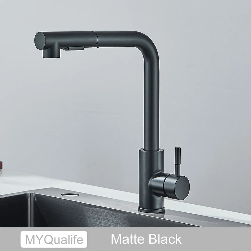 Torneira de Cozinha Retrátil com Misturador – Água Quente e Fria | Aço Inoxidável, Bica Móvel e Spray Duplo