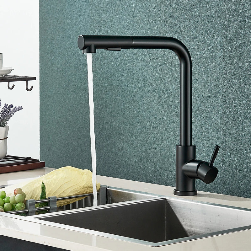 Torneira de Cozinha Retrátil com Misturador – Água Quente e Fria | Aço Inoxidável, Bica Móvel e Spray Duplo