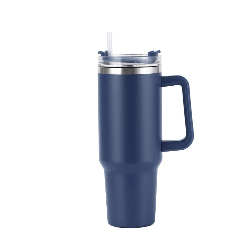 Garrafa Térmica 40oz (1,18L) em Aço Inox – Com Tampa, Canudo e Alça – Mantém Bebidas Frias ou Quentes