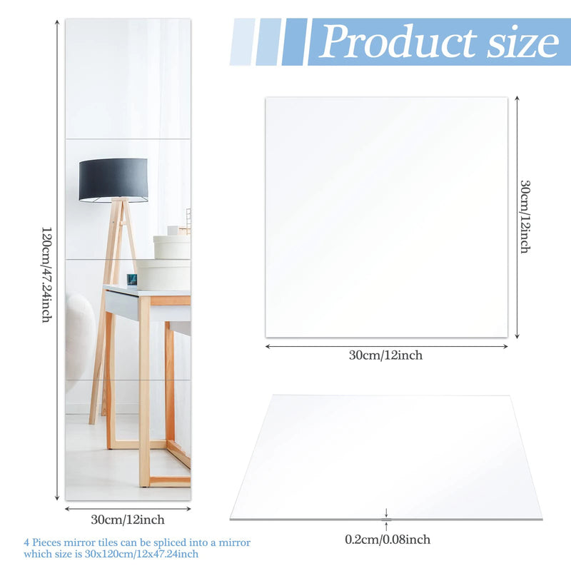 Kit com 4 Espelhos Decorativos 3D Adesivos – Acrílico Flexível 2mm | Decoração Moderna e Criativa