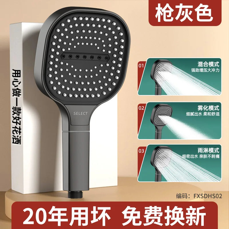 Chuveiro de Mão 13CM com 3 Modos – Alta Pressão, Massagem e Filtro Integrado