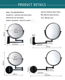 Espelho de Maquiagem de Parede Dupla Face – 8" | Ampliação + Estrutura em Alumínio Preto Fosco