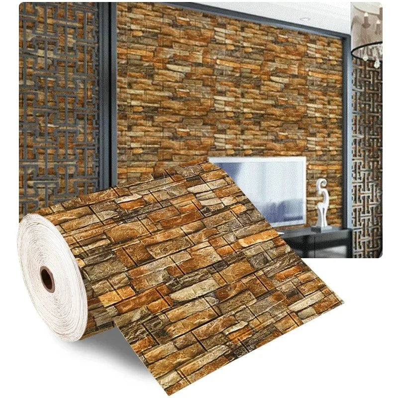 Papel de Parede 3D Autoadesivo Tijolinho – 70cm x 1m | À Prova d’Água e de Impacto