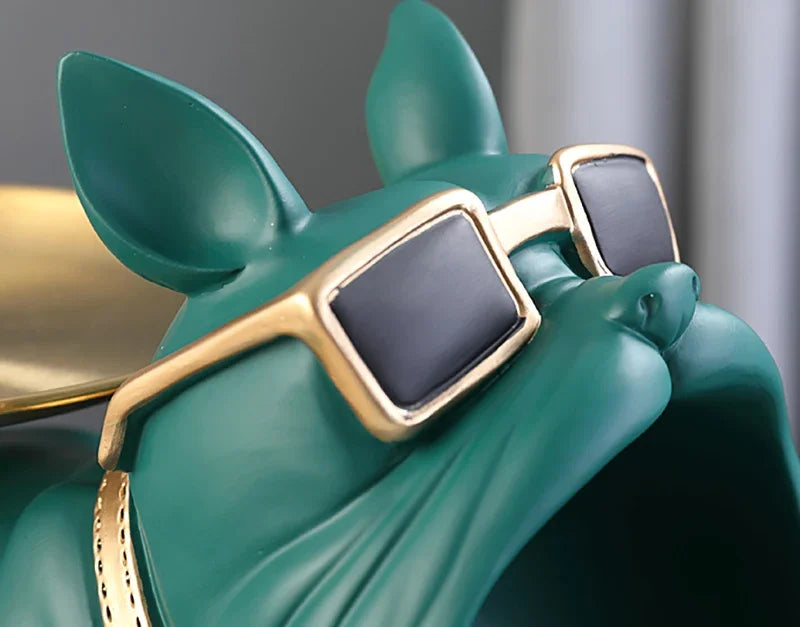 Escultura de Bulldog com Porta-Objetos