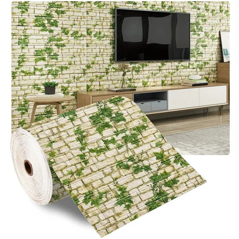 Papel de Parede 3D Autoadesivo Tijolinho – 70cm x 1m | À Prova d’Água e de Impacto