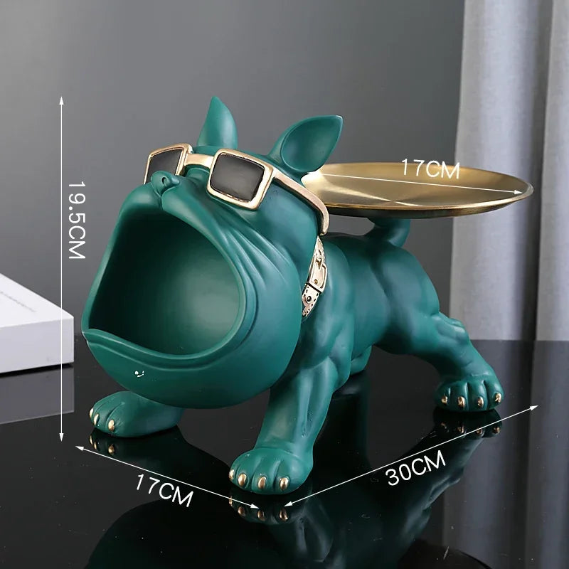 Escultura de Bulldog com Porta-Objetos