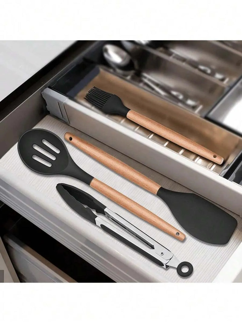 Kit de Utensílios de Cozinha em Silicone 12 Peças Jogo Conjunto Completo Casa
