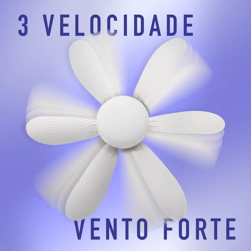 Ventilador de Teto E27 com Lâmpada LED Ajustável – 60W Bivolt Branco