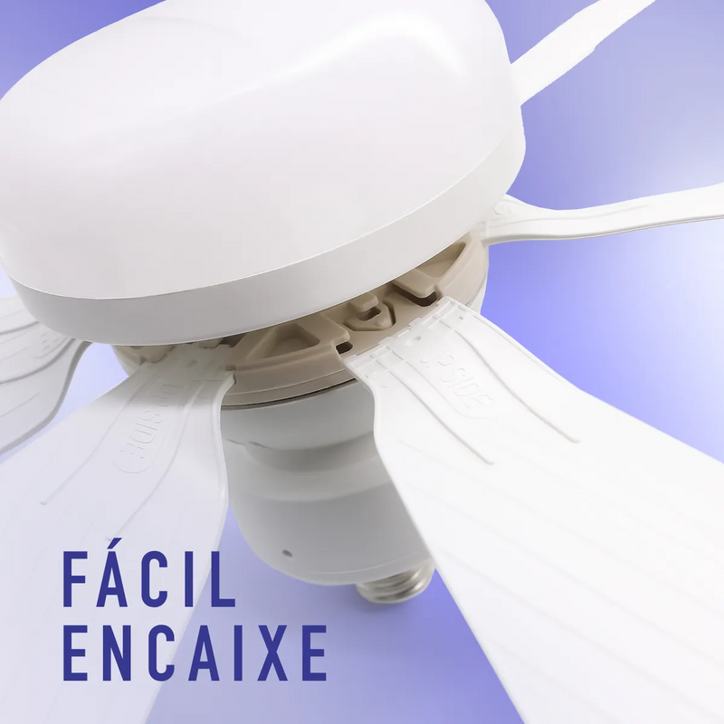 Ventilador de Teto E27 com Lâmpada LED Ajustável – 60W Bivolt Branco