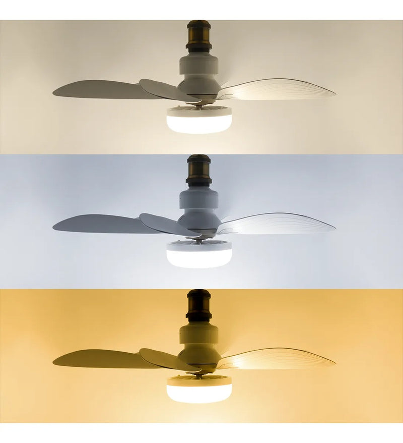 Ventilador de Teto E27 com Lâmpada LED Ajustável – 60W Bivolt Branco