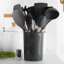 Kit de Utensílios de Cozinha em Silicone 12 Peças Jogo Conjunto Completo Casa